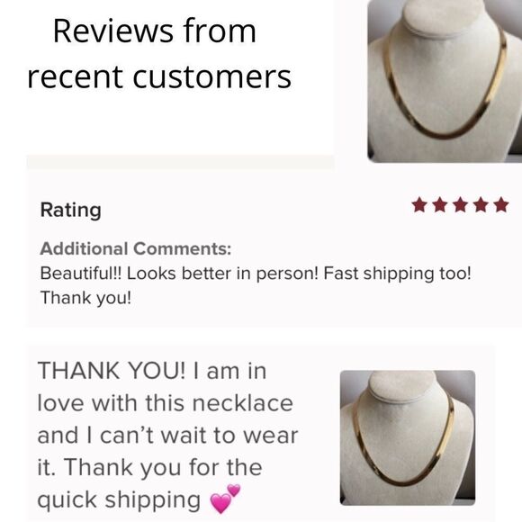 NEW Gold Herringbone Choker Necklace - Picture 5 of 7